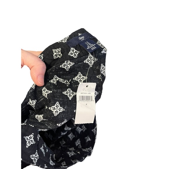 Gap Women Shorts Linen Casual Drawstring Waist Diamond Pattern Black Size 4 NWT - Picture 9 of 11